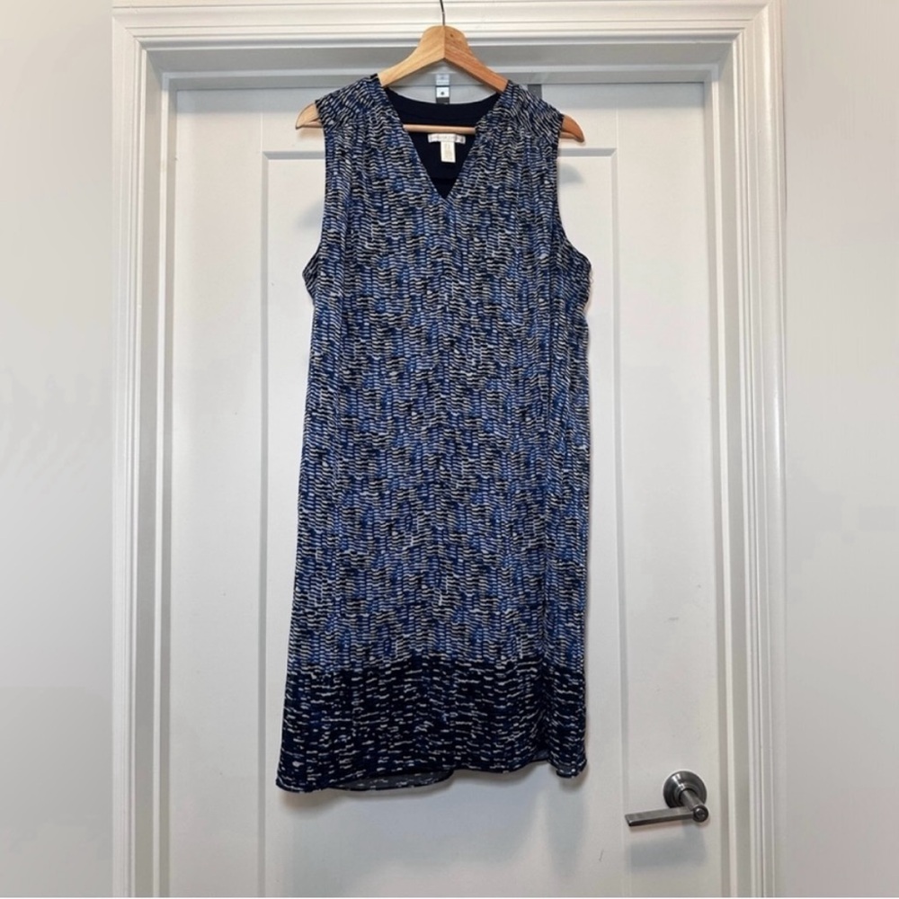 🦋Blue, Black, and White LONDON TIMES Sleeveless Dress - Size 14